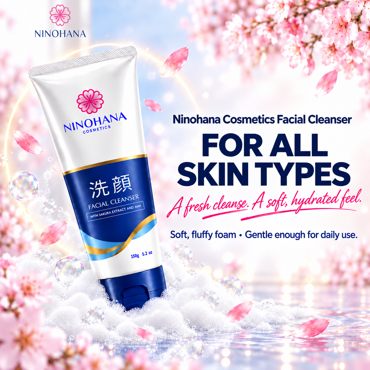 Ninohana Cosmetics Facial Cleanser 150g — suitable for every skin type